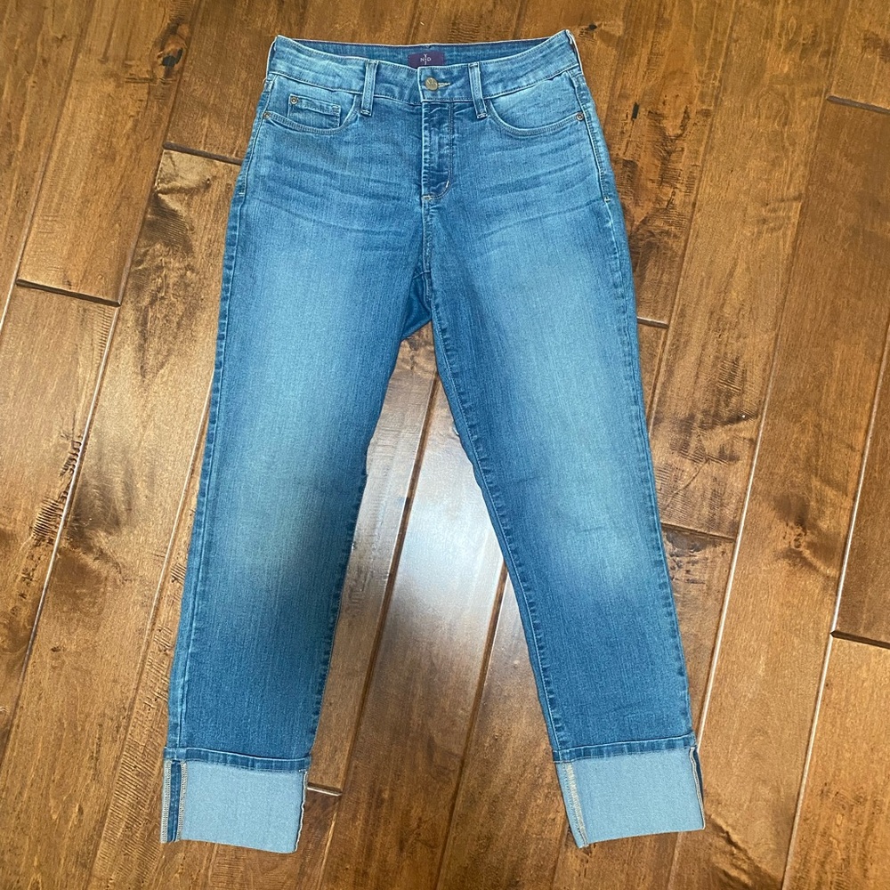 Not Your Daughter’s Jeans (NYDJ), Lorena Boyfriend, med/dark wash, Size 4